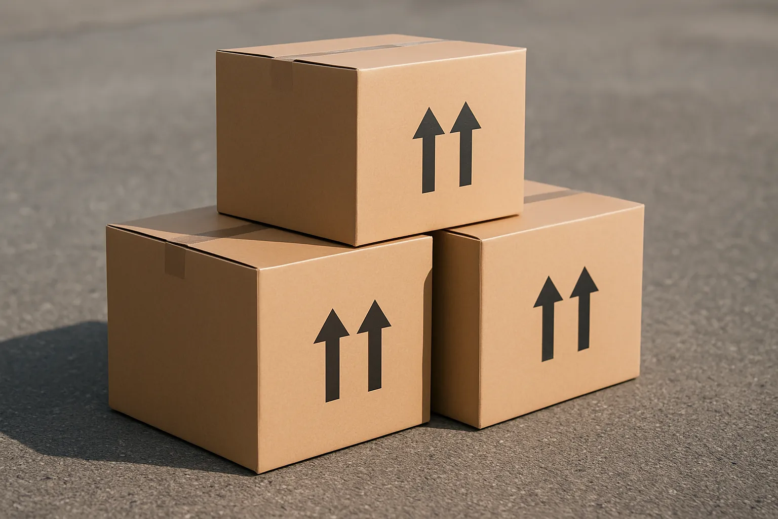 Tres cajas de cartón preparadas para reparto